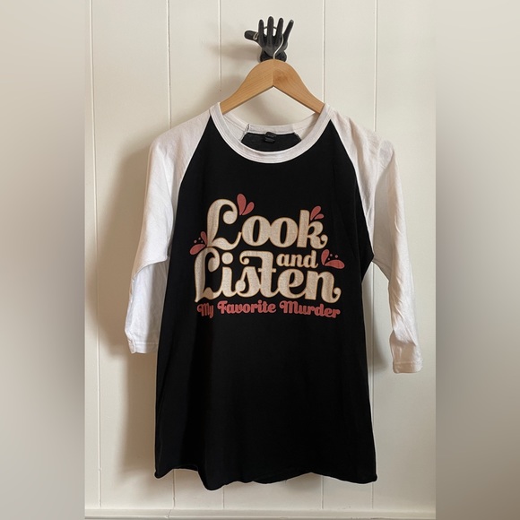 My Favorite Murder Original Raglan Black & White Raglan Tee S/M - Picture 1 of 4